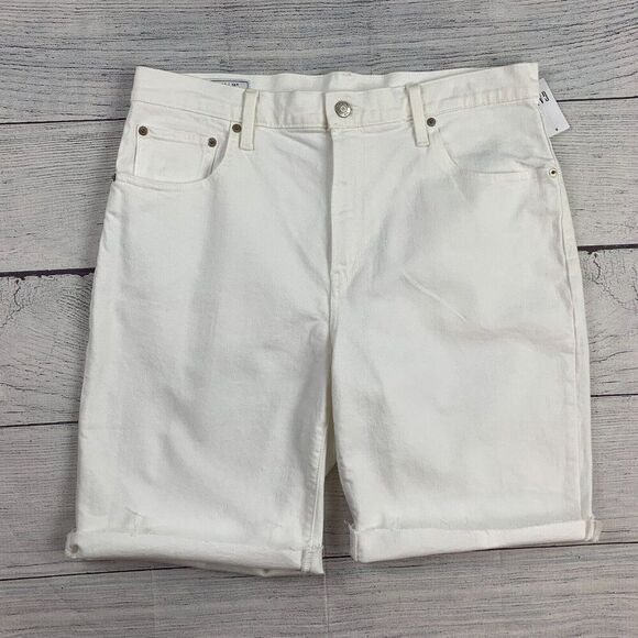 Gap Jean Shorts sz 32 14 R White Bermuda Inseam 8.5" Rolled Raw Hem New NWT - Picture 1 of 11